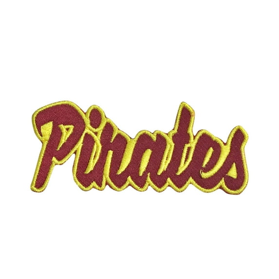 Pirates - Cardinal Red/Yellow - Team Mascot - Words/Names - Iron on Applique/Embroidered Patch