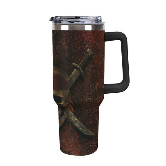 Pirates of The Caribbean 40 Oz Tumbler with Handle And Straw Lid Insulated Tumblers Cups with Lids Straws Double Wall Vacuum Stainless Steel Travel Mug, Gifts for Men Women Boys Girls