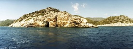 Pirates Cave in the Mediterranean sea Sunken City Kekova Antalya Province Turkey Canvas Art - Panoramic Images (36 x 13)