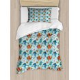 thumbnail image 1 of Pirates Duvet Cover Set Twin Size, Pirates Crocodile Octopus Shark Crab Seagulls Parrot Bottle of Rum Cartoon Style, Decorative 2 Piece Bedding Set with 1 Pillow Sham, Multicolor, by Ambesonne, 1 of 3