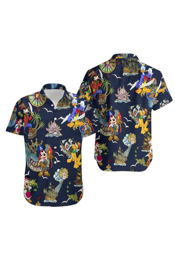 Pirates Of Caribbean Hawaiian Shirt, Mickey And Friends A Pirate's Life Summer Hawaiian Shirt, Mickey Cruise Tee, Funny Holiday Gift