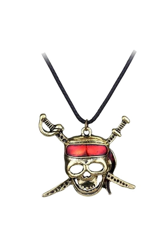 Pirates Of The Caribbean With Crossed Swords Metal Pendant Necklace