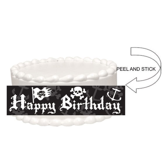 Pirates Peel and Stick Edible Cake Decoration Image Wrap Ribbon