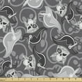 thumbnail image 1 of Pirates Sofa Upholstery Fabric by the Yard, Greyscale Pattern Dead Man Skulls with Hat Eye Patches Doodle Outlines, Decorative Fabric for DIY & Home Accents, 2 Yards, Grey Pale Grey by Ambesonne, 1 of 4