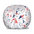 thumbnail image 1 of Pirates Storage Toy Bag Chair, Hand Drawn Style Criminal Sea Adventurer Pattern Nautical Sailor Theme, Stuffed Animal Organizer Washable Bag, Large Size, Scarlet Navy Blue White, by Ambesonne, 1 of 3