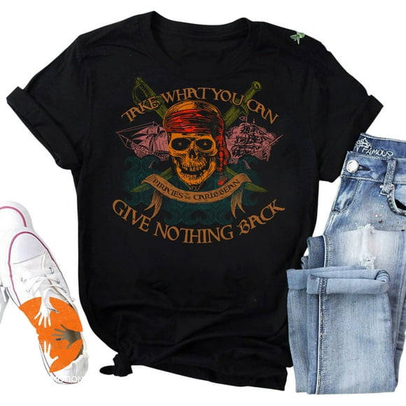 Pirates The Caribbean Take What You Can Give Nothing Back Vintage Unisex Classic 2D T-Shirt - Pirates Jack Sparrow Gift