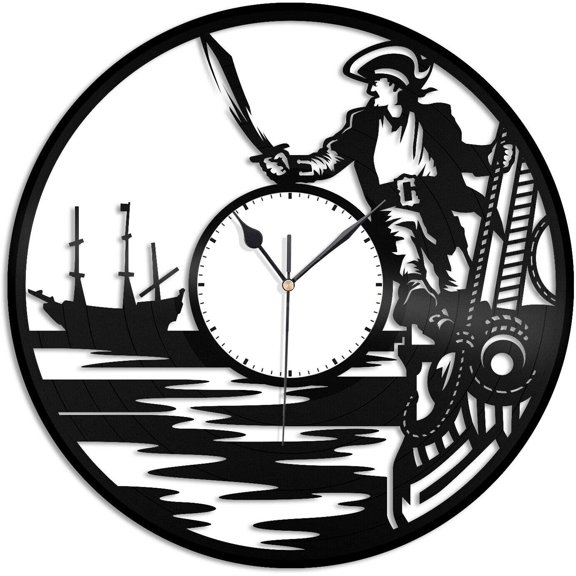 Pirates Vinyl Wall Clock,Vinyl Record Clock Wall Art Unique Room Decorations Handmade Gift