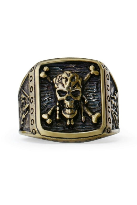 Pirates of Caribbean Jack Sparrow Bronze Finish Stainless Steel Band Ring Size 8