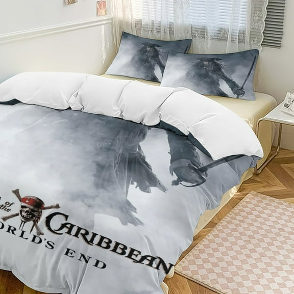 Pirates of The Caribbean 3-Piece Bedding Set Duvet Cover Set Soft Warm And Comfortable Soft Bed Set with 1 Duvet Cover And 2 Pillowcases for Bedroom