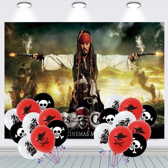 Pirates of the Caribbean Birthday Balloons Party Supplies Banner Backdrop Background Taspestry Poster Wall Decor