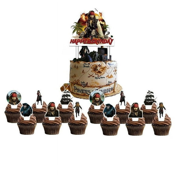 Pirates of the Caribbean Cake Topper Cupcake Set Party Supplies Decoration Birthday Decor Kit