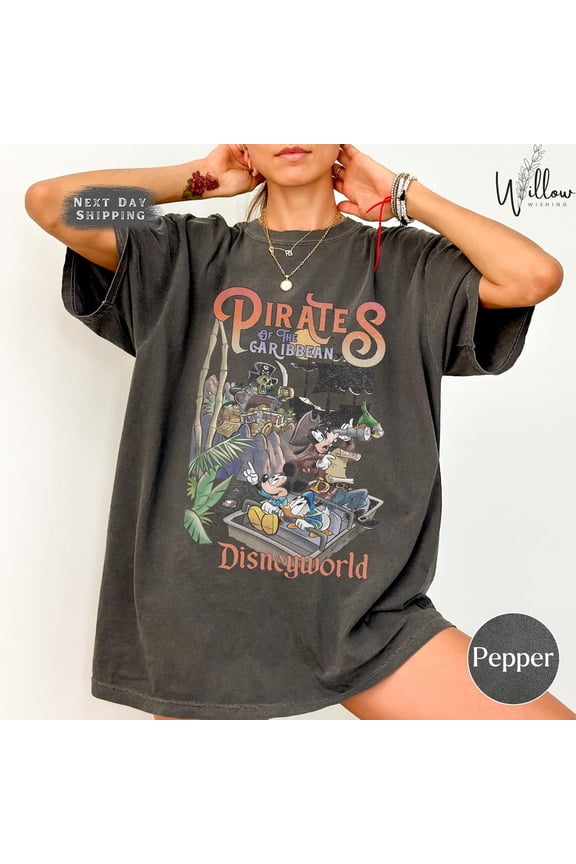 Pirates of the Caribbean Vintage Disney Shirt, Disney Trip Tee, Mickey Pirate Shirt, Disneyworld Family Outfit, WDW Gift,S-5XL Shirt