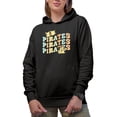 thumbnail image 1 of Pirates with Ship, Fiction Inspired, Groovy Retro Wavy Text Merch Gift, Black Hooded Sweatshirt or Hoodie, 2XL, 1 of 5