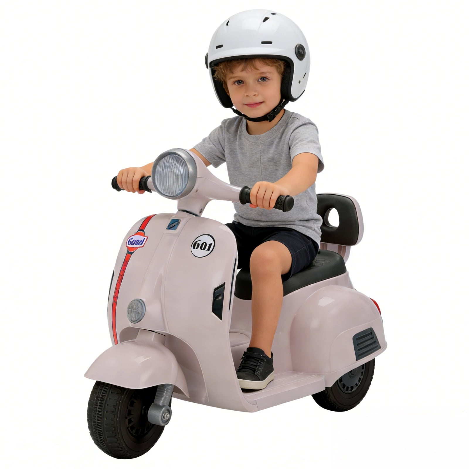 Pircart Kids Mini Motorcycle, 6V Electric Ride on Toy with Music, Realistic Horn, Light, 2 Electric Toddler Motorcycle for Kids Age 3+, White