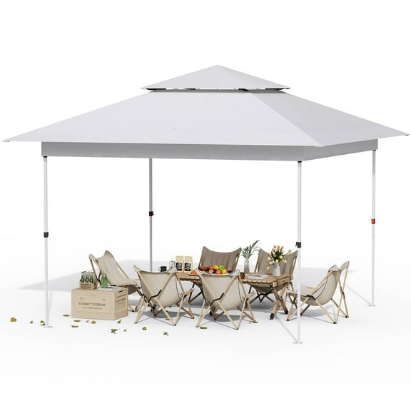 Pireart 13'x13' Pop Up Canopy Tent with 1-Person Set up Outdoor Gazebo Shade with Wheeled Bag, Adjustable Freestanding Gazebo, White