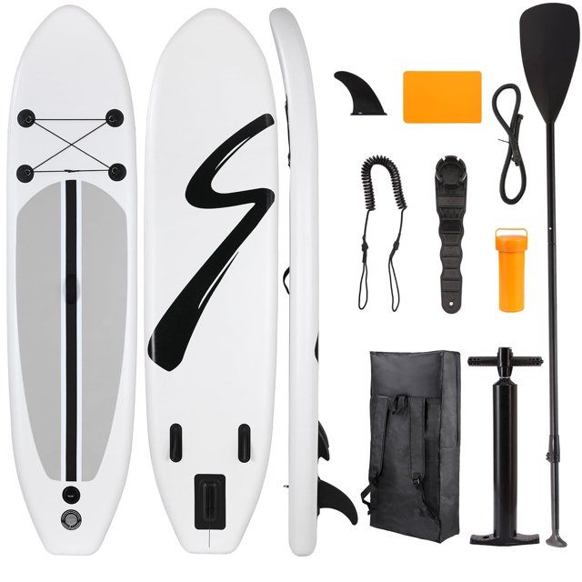 Pirecart 10' Inflatable Stand Up Paddle Board with Premium SUP Accessories, Pump & Carry Bag, for Surfing, Fishing, White