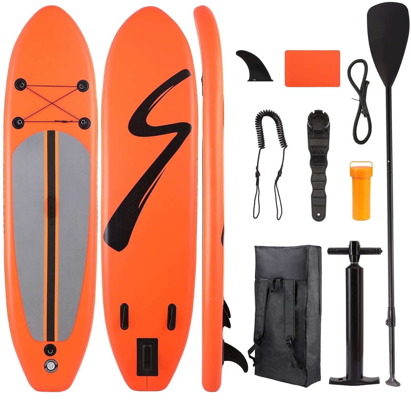 Pirecart 10' Inflatable Stand up Paddle Board 6" Thick SUP with Carry Bag, Non-Slip Deck, Hand Pump, for All Skill Levels, Orange
