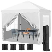 Pirecart 10 x 10 ft Pop up Canopy Tent with 4 Sidewalls, Outdoor Party Instant Canopy Shelter Tent