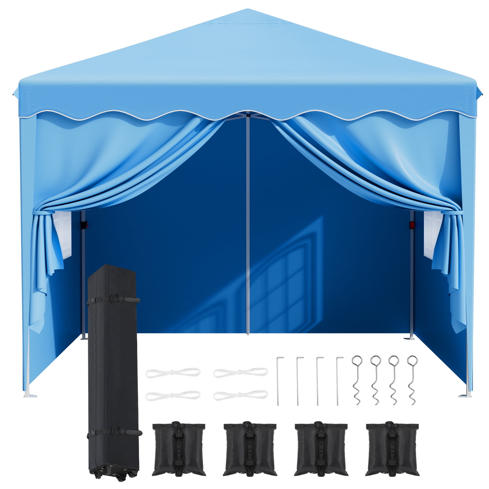 Pirecart 10'x10' Waterproof Pop Up Canopy Tent with 4 Removable ...