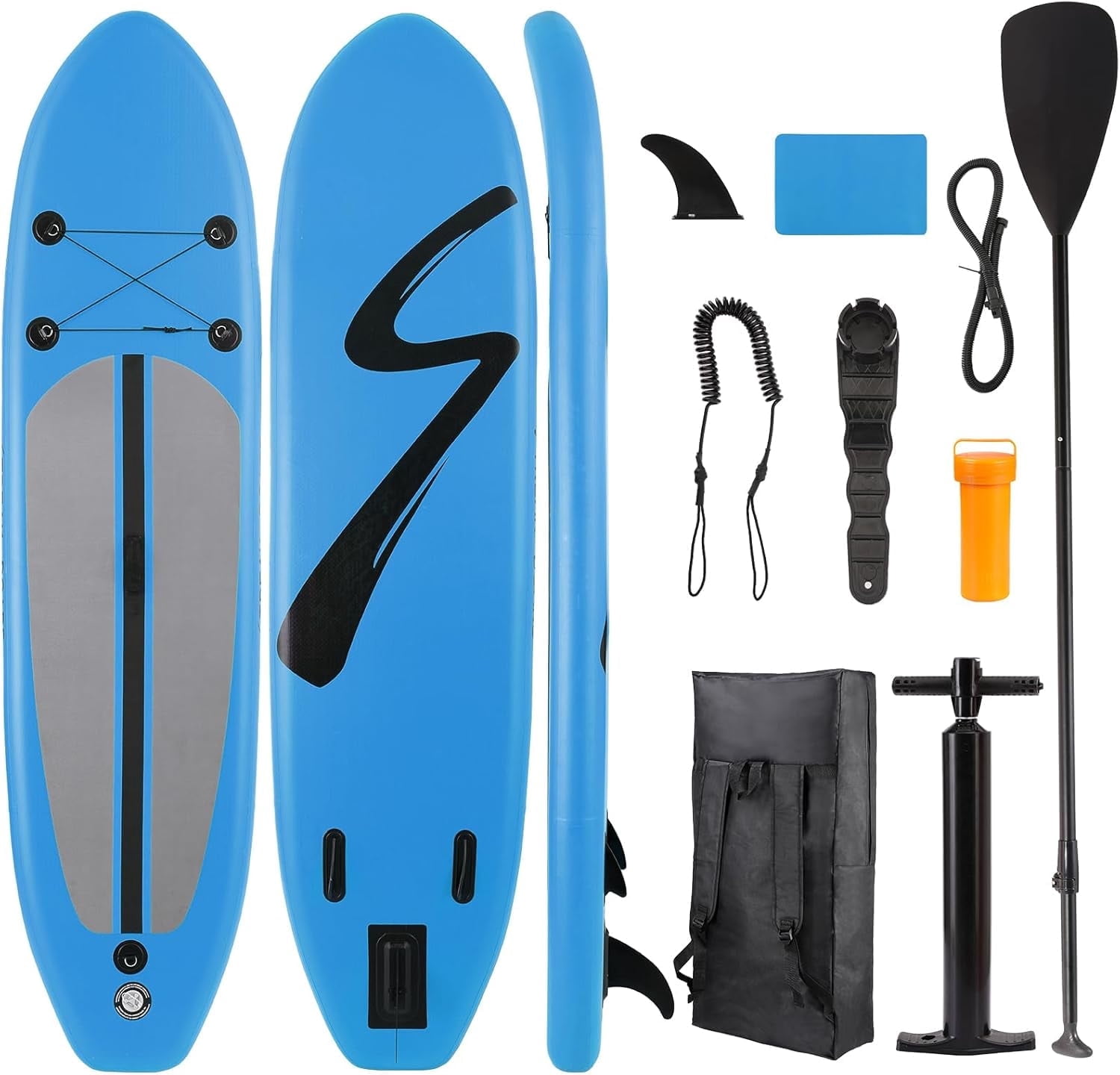 Pirecart 10FT Inflatable Stand up Paddle Board with Fins, Paddle and Carry Bag, Paddle Board for Adults and Beginners, Blue