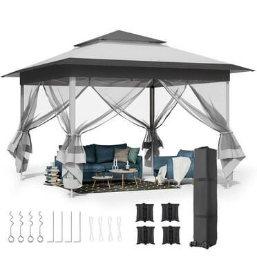 Pirecart 11' x 11' Pop up Canopy Tent Outdoor Instant Canopy Tent Patio Gazebo Shade Shelter with Mesh Sidewalls