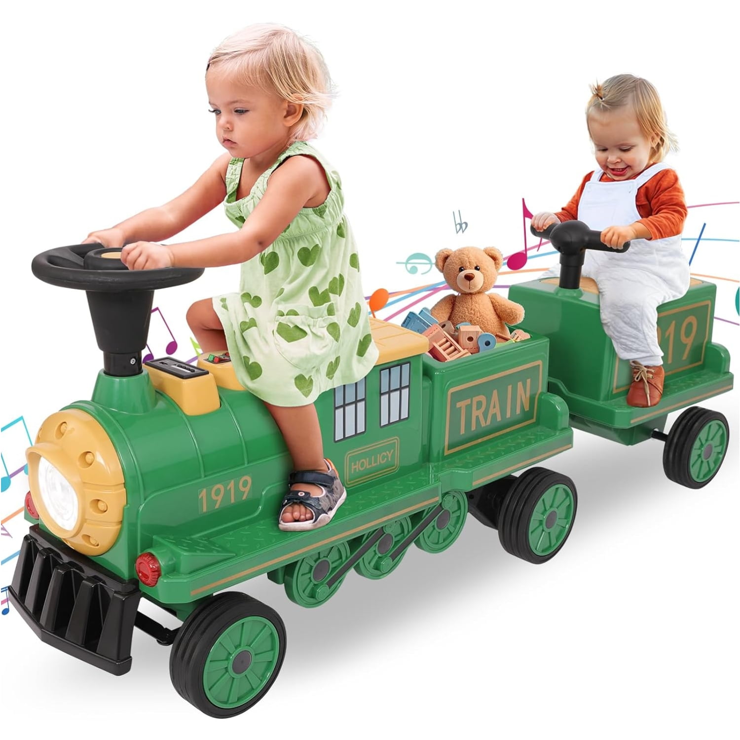 Pirecart 12V Battery Powered Kids Ride on Train with Storage Box ...