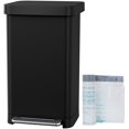 thumbnail image 1 of Pirecart 13.2 Gal Large Capacity Stainless Steel Trash Can, Soft Lid Pedal Rubbish Bin with Built-In Deodorizer Box, 15 Inner Bags and Rear Trash Bag Storage Compartment, Black, 1 of 9