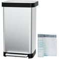 thumbnail image 1 of Pirecart 13.2 Gal Stainless Steel Trash Can, Soft-Close Lid Grabage Can with 15 Inner Bags, Rear Trash Bag Storage Compartment, Large Capacity Step Trash Can With Built-In Deodorizer Box, Silver, 1 of 9