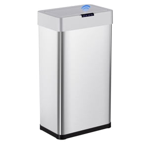 Pirecart 13.2 Gallon Automatic Trash Can with Lid, Touchless Motion Sensor Garbage Can Stainless Steel, Silver