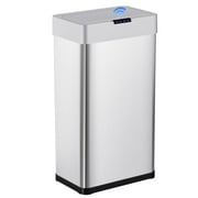 Pirecart 13.2 Gallon Automatic Trash Can with Lid, Touchless Motion Sensor Garbage Can Stainless Steel