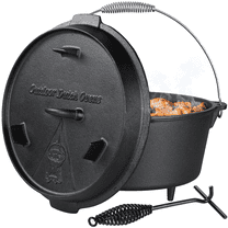 Pirecart 13.2 Quart Cast Iron Dutch Oven Pot, Lid Lifter Handle, stand and Dual Function Lid Griddle