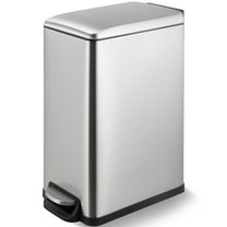 Pirecart 13.2 gal Trash Can, Stainless Steel Step on Slim Kitchen Garbage Can, Silver