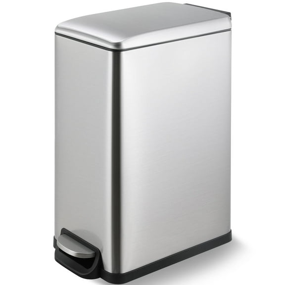 Pirecart 13.2 gal Trash Can, Stainless Steel Step on Slim Kitchen Garbage Can, Silver