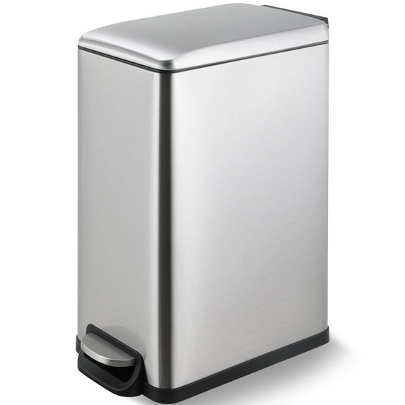 Pirecart 13.2 gal Trash Can, Stainless Steel Step on Slim Kitchen Garbage Can, Silver