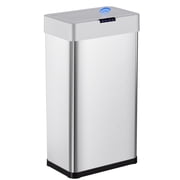 Pirecart 18.5 Gal Automatic Touchless Trash Can, Sensor Motion Brushed Stainless Steel Garbage with Soft Close Lid & Display Light, Silver