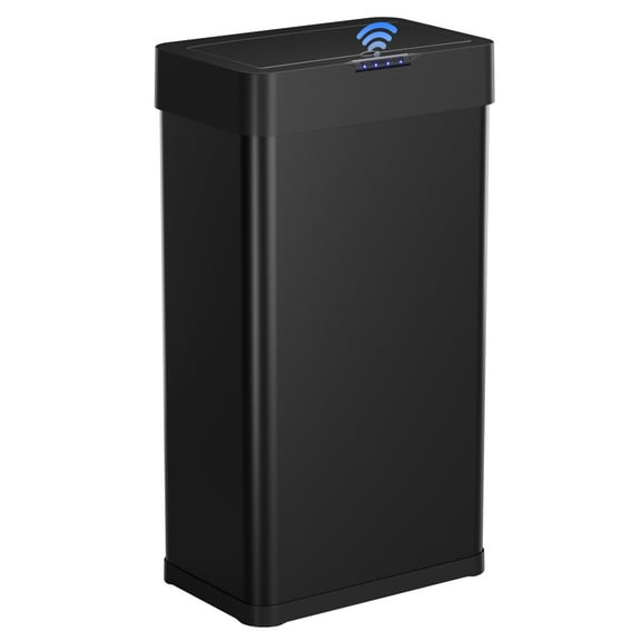 Pirecart 18.5 Gallon Automatic Trash Can, Stainless Steel Motion Sensor Kitchen Grabage Can with Soft-Close Lid, Black