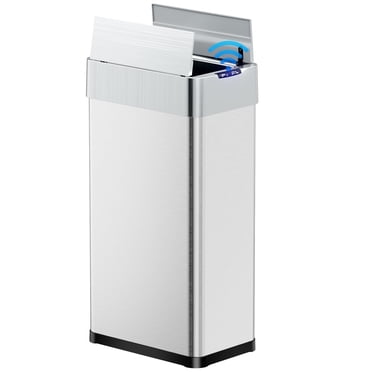 Pirecart 18.5 Gallon Automatic Trash Can, Touchless Motion Sensor Kitchen Garbage Can Stainless Steel with Lid, Silver