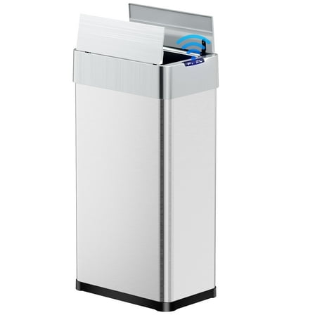 Pirecart 18.5 Gallon Automatic Trash Can, Touchless Motion Sensor Kitchen Garbage Can Stainless Steel with Lid, Silver