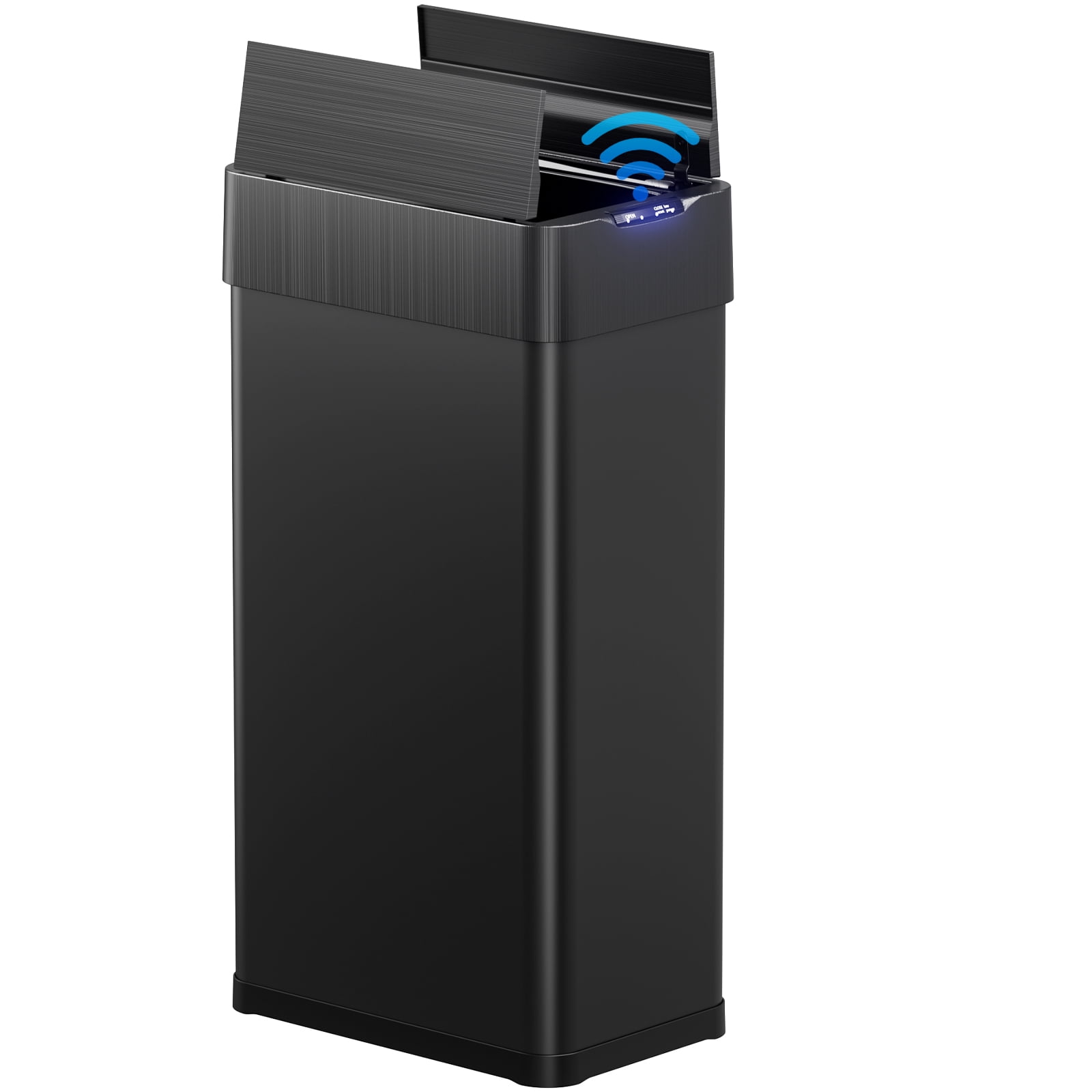 Pirecart 21.1 Gallon Automatic Trash Can, Brushed Stainless Steel Smart Garbage, Touchless Smart Waste Bin with Soft-Close Lid, Black