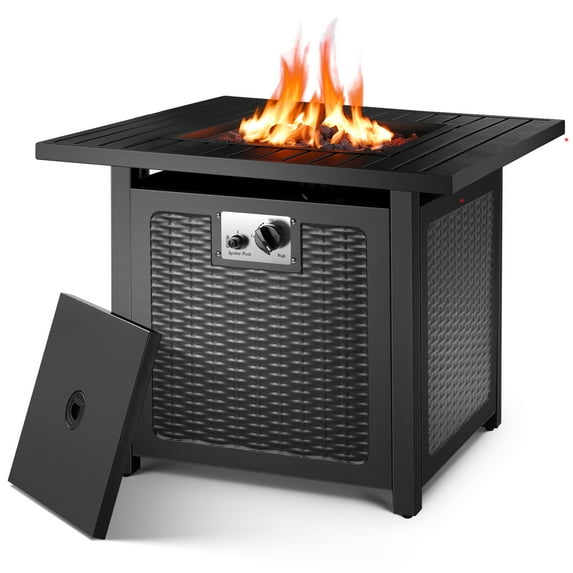 Pirecart 28" Gas Fire Pit Table 50,000 BTU Square Propane Fire Pit W/ Lid
