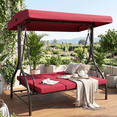 thumbnail image 1 of Pirecart 3-Person Outdoor Patio Porch Swing with Adjustable Canopy & Backrest, Convertible 2 in 1 Swing Bed for Adults, for Garden, Yard & Balcony, 1 of 10