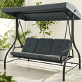 thumbnail image 1 of Pirecart 3 Seat Outdoor Porch Swing Chair with Adjustable Canopy, Removable Cushions for Garden, Poolside, Balcony, Gray, 1 of 8