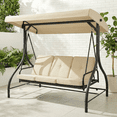 thumbnail image 1 of Pirecart 3-Seat Patio Porch Swing, Outdoor Converting Swing Chair with Canopy & Cushion, Graden, Yard, Beige, 1 of 7