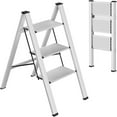 thumbnail image 1 of Pirecart 3-Step Aluminum Step Ladder,Portable with Anti-Slip Wide Pedals, 330LB Capacity,Silver, 1 of 7