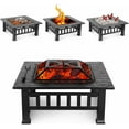 thumbnail image 1 of Pirecart 32" Wood Burning Fire Pit Table Outdoor Wood Burning Outdoor Firepit with Screen Lid, Poker and Waterproof Cover, 1 of 9