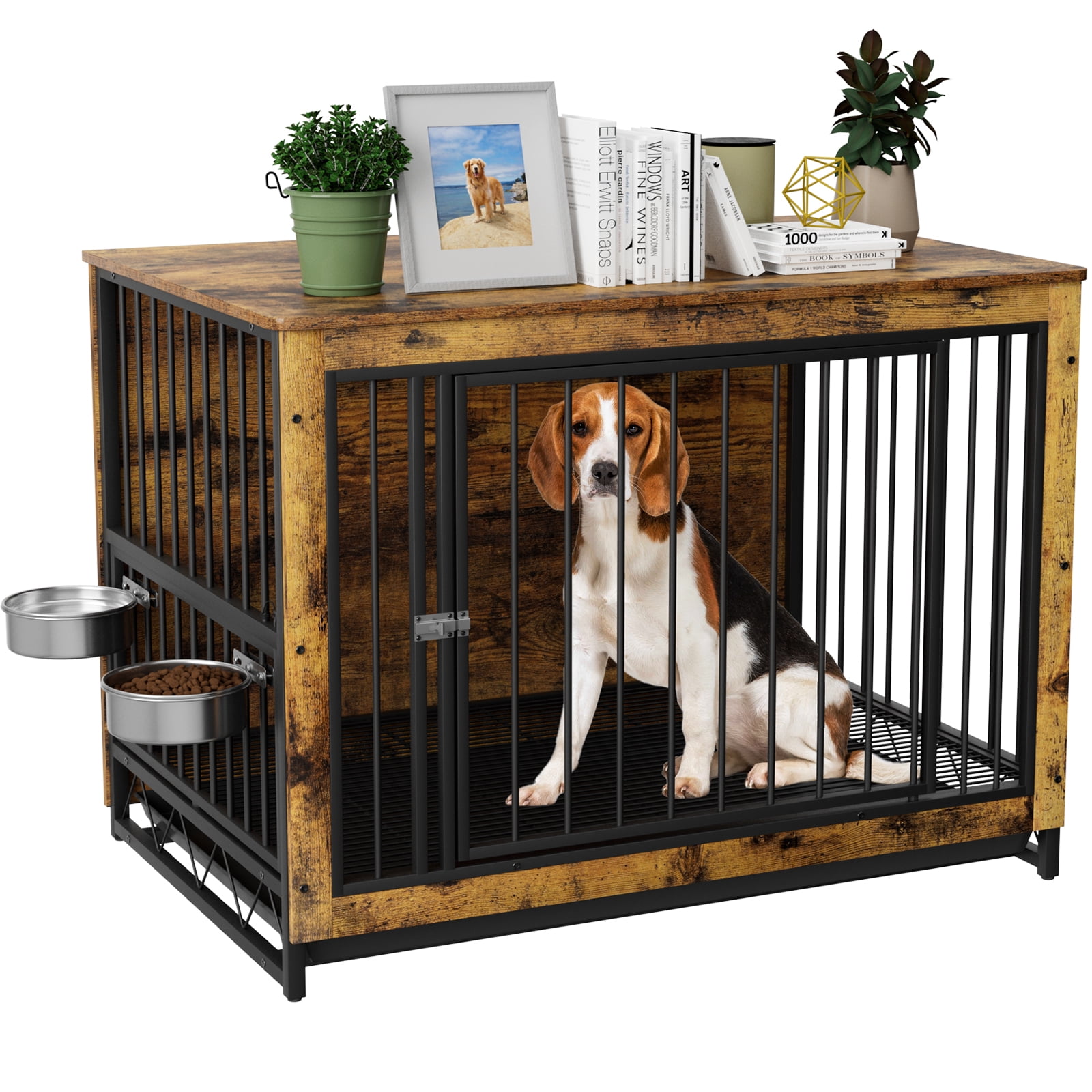 Pirecart Wooden Dog Crate Furniture with Removable Tray, 39.4in Dog