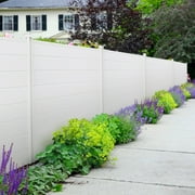 Pirecart 4-Panel PVC Vinyl Privacy Scree, Outdoor Privacy Fence with Metal Stakes for Garbage Bins, 48" x 47.2"