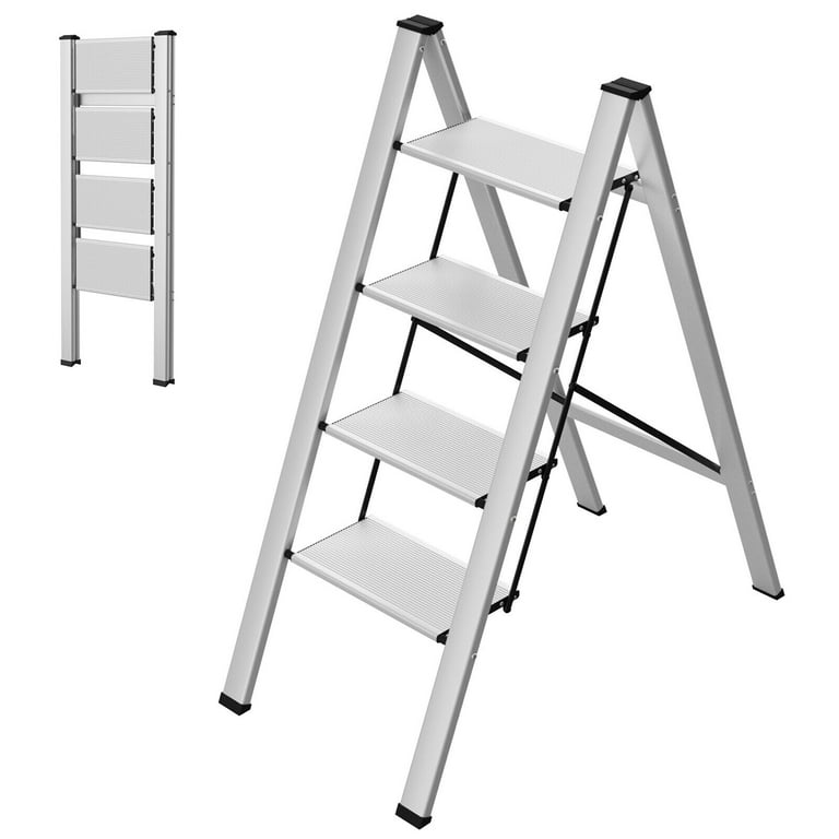 Pirecart 4 Step Ladder Lightweight Folding Stool with Anti Slip Pedal 330 lb Capacity Walmart