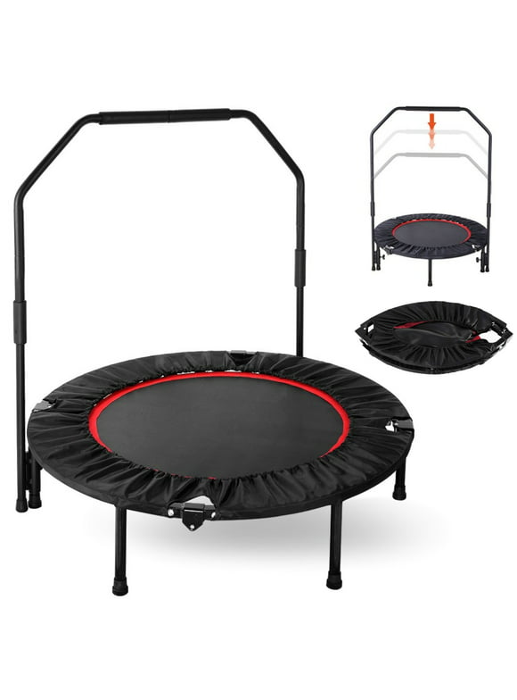 Pirecart 40" Foldable Mini Trampoline Fitness Rebounder with Handrail for Kids Adults, 330 lbs