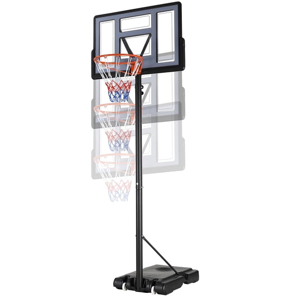 Pirecart 44 inch Portable Basketball Hoop Goal System with Wheels Height Adjustable 4.4ft - 10ft for Youth Adults